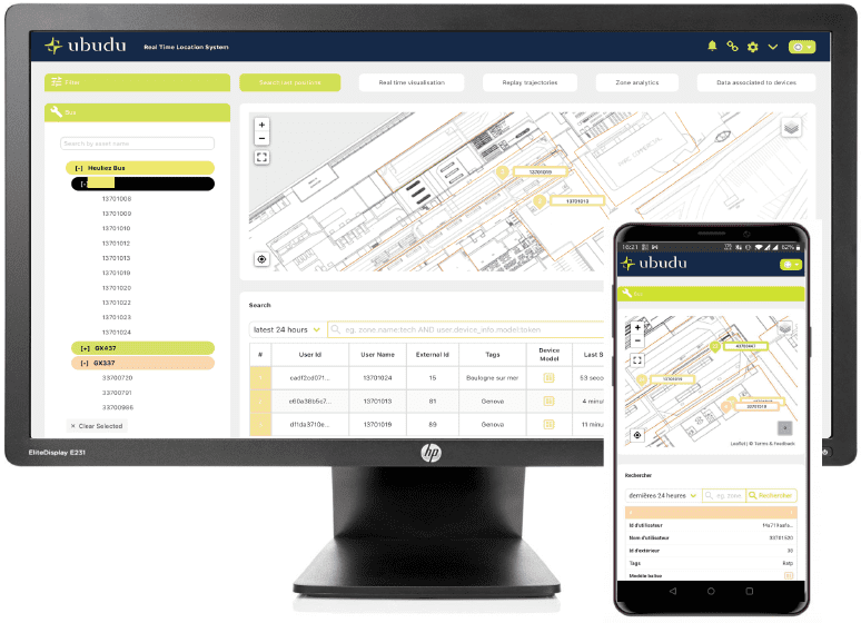 Software de Ubudu en PC y smartphone
