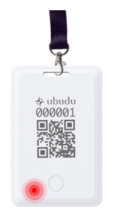Ubudu Hybrid Tag 4.0 Slim con el LED encendido