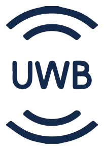 Ícone UWB (banda ultralarga) com arcos de ondas de rádio