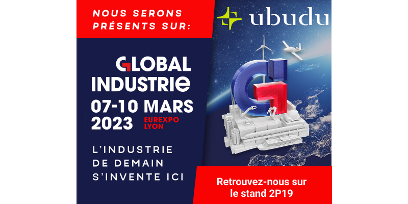 Banner sobre a participação da Ubudu na Global Industrie 2023