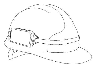 Uma Safety Tag fixada na faixa de um capacete